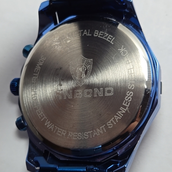 Mens Binbond 46mm Hollow Date Quartz Watch Brillant Blue 30M New Battery - Picture 10 of 10